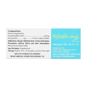 Fefasdin 60 Khapharco 10 vỉ x 10 viên (Fexofenadin hydroclorid)
