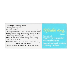 Fefasdin 60 Khapharco 10 vỉ x 10 viên (Fexofenadin hydroclorid)