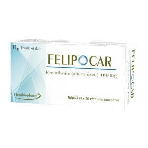 Felipocar 160mg Herabiopharm 3 vỉ x 10 viên (Fenofibrate)