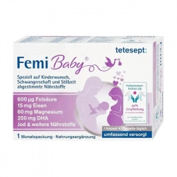 Femi Baby Tetesept 6 vỉ x 10 viên - Bổ sung vitamin tổng hợp cho bà bầu Femi Baby Tetesept 6 vỉ x 10 viên - Bổ sung vitamin tổng hợp cho bà bầu