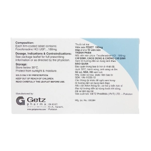 Fexet 180mg Getz Pharma 2 vỉ x 10 viên (Fexofenadine HCl)