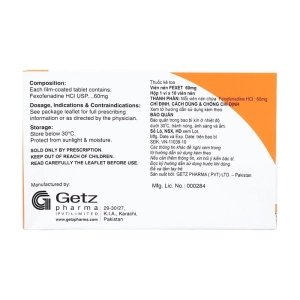 Fexet 60mg Getz Pharma 1 vỉ x 10 viên (Fexofenadine HCl)
