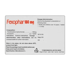 Fexophar 180mg TV.Pharm 10 vỉ x 10 viên (Fexofenadin hydroclorid)