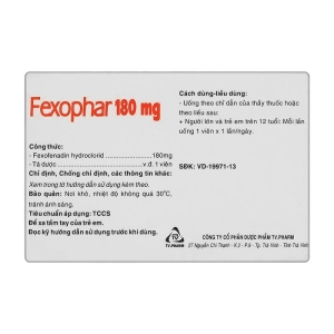 Fexophar 180mg TV.Pharm 10 vỉ x 10 viên (Fexofenadin hydroclorid)