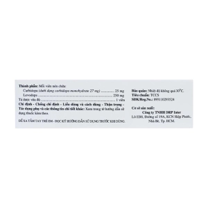 Firvomef 25/250mg DRP Inter 3 vỉ x 10 viên (Carbidopa + Levodopa)