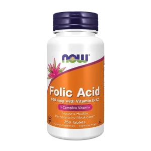 Folic Acid 800mcg With Vitamin B12 Now 250 viên - Viên uống bổ bầu