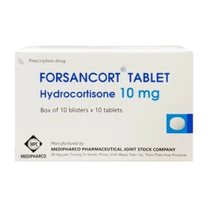 Forsancort Tablet 10mg Medipharco 10 vỉ x 10 viên (Hydrocortisone)
