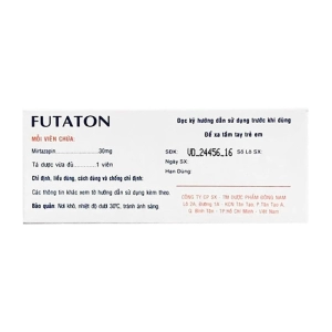 Futaton 30mg Đông Nam 10 vỉ x 10 viên (Mirtazapine)