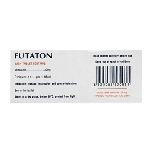 Futaton 30mg Đông Nam 10 vỉ x 10 viên (Mirtazapine)