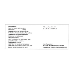 Gabena 10 Tablet Square 10 vỉ x 10 viên (Olanzapine) Gabena 10 Tablet Square 10 vỉ x 10 viên (Olanzapine)