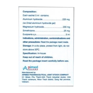 Gastapi-Api Apimed 20 gói x 5ml (Nhôm hydroxit + Magnesi hydroxyd + Simethicon)