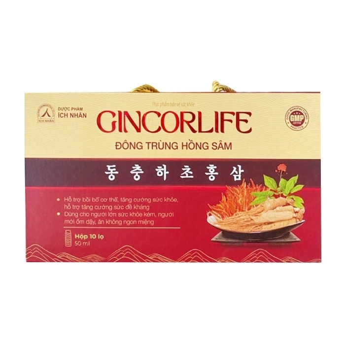 Gincorlife Ích Nhân 10 lọ x 50ml - Đông trùng hồng sâm