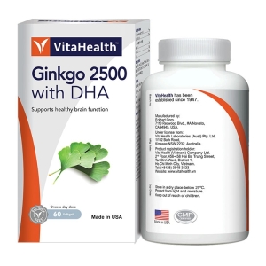 Ginkgo 2500 with DHA  VitaHealth 60 viên - Viên uống bổ não
