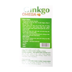 Ginkgo Omega Trang Minh 6 vỉ x 10 viên - Hỗ trợ giảm tuần hoàn não Ginkgo Omega Trang Minh 6 vỉ x 10 viên - Hỗ trợ giảm tuần hoàn não