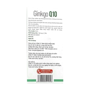 Ginkgo Q10 10 vỉ x 10 viên – Hỗ trợ tuần hoàn máu não