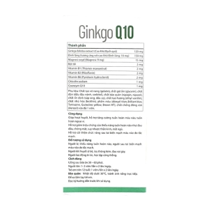 Ginkgo Q10 10 vỉ x 10 viên – Hỗ trợ tuần hoàn máu não