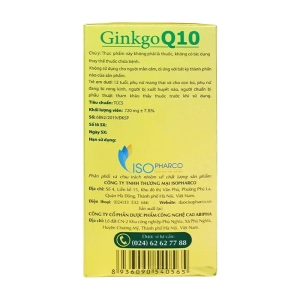 Ginkgo Q10 Isopharco 10 vỉ x 10 viên - Hỗ trợ tuần hoàn máu não