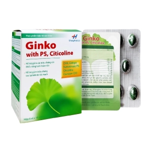 Ginko With PS, Citicoline Thephaco 6 vỉ x 10 viên - Hỗ trợ tuần hoàn não