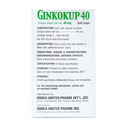 Ginkokup 40mg Korea United 6 vỉ x 10 viên - Tuần hoàn máu não, cải thiện trí nhớ Ginkokup 40mg Korea United 6 vỉ x 10 viên - Tuần hoàn máu não, cải thiện trí nhớ