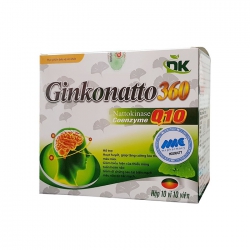 Tpbvsk bổ não Ginkonatto 360mg CoQ10 5mg, Hộp 100 viên