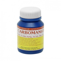 Giúp trị đau bụng, đầy hơi, khó tiêu, tiêu chảy Carbomango, Chai 100 viên