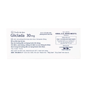 Gliclada 30mg Modified-Release Tablets Krka 8 vỉ x 15 viên (Gliclazide)