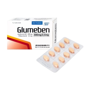 Glumeben 500mg/2.5mg DHG Pharma 3 vỉ x 10 viên (Metformin + Glibenclamid)