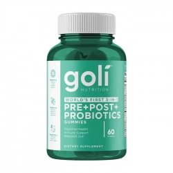 Goli Nutrition World's First 3-in-1 Pre+Post+Probiotics Gummeis 60 viên - Kẹo dẻo hỗ trợ sức khoẻ tiêu hoá Goli Nutrition World's First 3-in-1 Pre+Post+Probiotics Gummeis 60 viên - Kẹo dẻo hỗ trợ sức khoẻ tiêu hoá