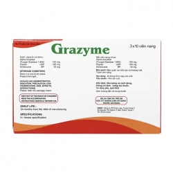 Grazyme 230mg Gracure 3 vỉ x 10 viên - Trị đầy hơi, khó tiêu Grazyme 230mg Gracure 3 vỉ x 10 viên - Trị đầy hơi, khó tiêu