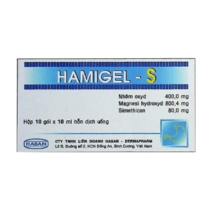Hamigel-S Hasan 10 gói x 10ml (Nhôm hydroxit + Magnesi hydroxyd + Simethicon)