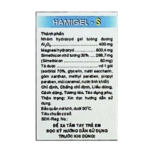Hamigel-S Hasan 10 gói x 10ml (Nhôm hydroxit + Magnesi hydroxyd + Simethicon)