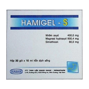 Hamigel-S Hasan 30 gói x 10ml (Nhôm hydroxit + Magnesi hydroxyd + Simethicon)