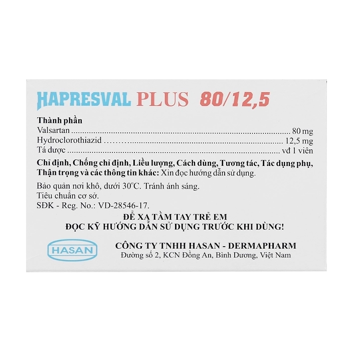 Hapresval Plus 80/12.5 Hasan 10 vỉ x 10 viên