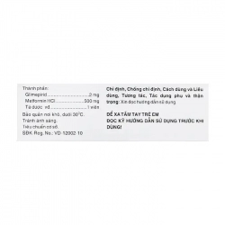CoMiaryl 2mg/500mg Hasan 3 vỉ x 10 viên CoMiaryl 2mg/500mg Hasan 3 vỉ x 10 viên
