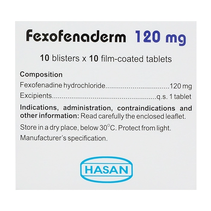 Fexofenaderm 120mg Hasan 10 vỉ x 10 viên