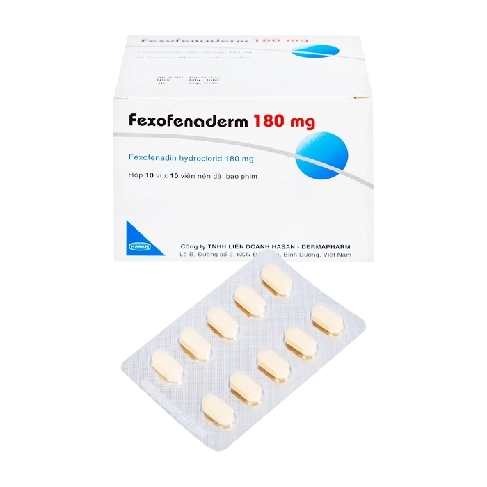 Fexofenaderm 180mg Hasan 10 vỉ x 10 viên