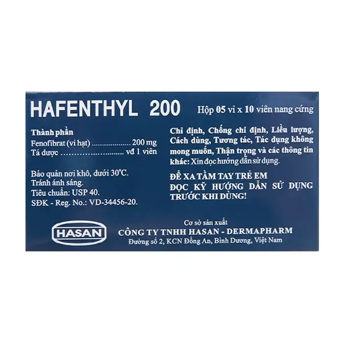 Hafenthyl 200 Hasan 5 vỉ x 10 viên Hafenthyl 200 Hasan 5 vỉ x 10 viên