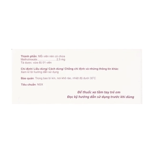 Hemetrex 2.5mg Herabiopharm 10 vỉ x 10 viên (Methotrexate)