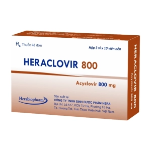 Heraclovir 800 Herabiopharm 3 vỉ x 10 viên (Acyclovir)