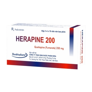 Herapine 200 Herabiopharm 3 vỉ x 10 viên (Quetiapine)