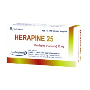 Herapine 25 Herabiopharm 3 vỉ x 10 viên (Quetiapine)