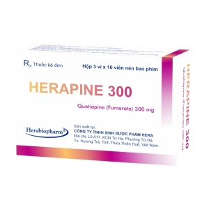 Herapine 300 Herabiopharm 3 vỉ x 10 viên (Quetiapine)
