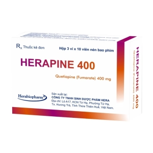 Herapine 400 Herabiopharm 3 vỉ x 10 viên (Quetiapine)