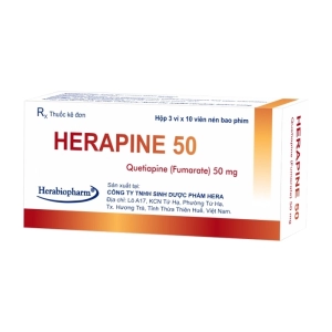 Herapine 50 Herabiopharm 3 vỉ x 10 viên (Quetiapine)