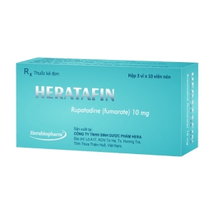 Heratafin 10mg Herabiopharm 3 vỉ x 10 viên (Rupatadine fumarate)