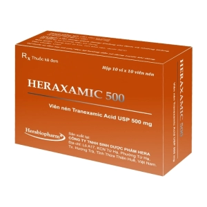 Heraxamic 500 Herabiopharm 10 vỉ x 10 viên (Tranexamic acid)