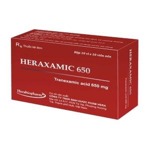 Heraxamic 650 Herabiopharm 10 vỉ x 10 viên (Tranexamic acid)