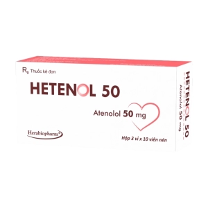 Hetenol 50 Herabiopharm 3 vỉ x 10 viên (Atenolol)