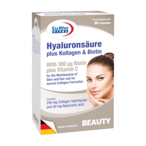 Hyaluronsaure Plus Kollagen Biotin EuRho Vital 2 vỉ x 15 viên - Hỗ trợ giúp tóc, móng chắc khỏe Hyaluronsaure Plus Kollagen Biotin EuRho Vital 2 vỉ x 15 viên - Hỗ trợ giúp tóc, móng chắc khỏe