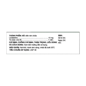 Hysdin 10mg Nam Hà 5 vỉ x 10 viên (Loratadine)